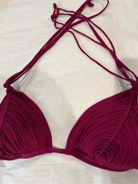 PQ Swim Ruched Berry Triangle Bikini Top
